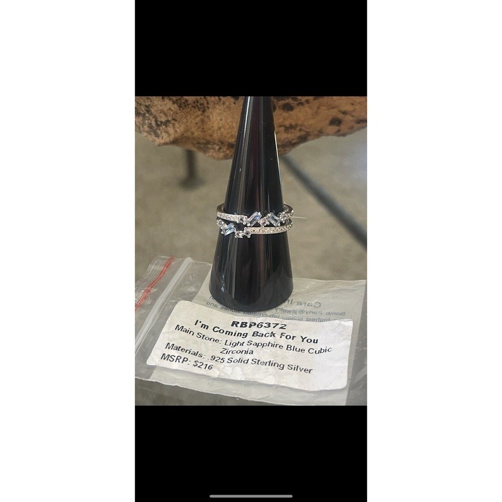 Bomb Party Ring Sz 9 RBP6372 'I'm Coming Back For You' Sapphire CZ/.925 Silver